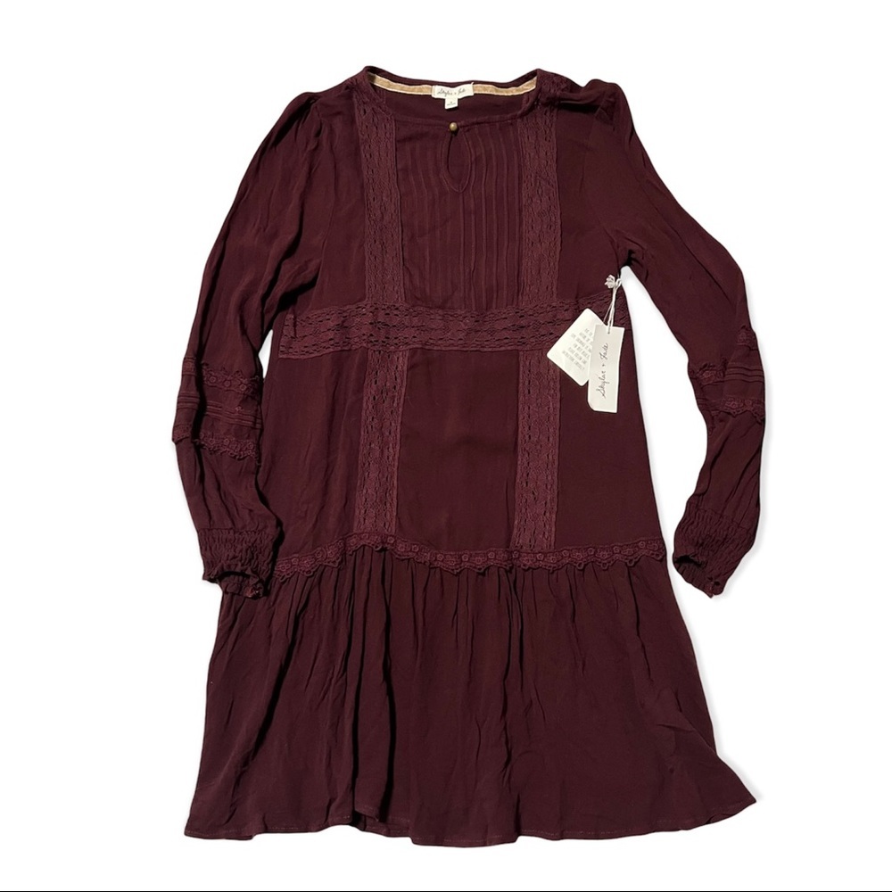 Skyler & Jade  cranberry /wine boho style dress Sz. Small • NWT